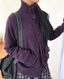 Hern High Neck Button Knit Cardigan