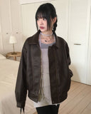 [MADE] Setter vintage washing cut boxy leather jacket