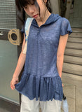 Vail Cap Sleeves Frill Shirring Layered Snap Hood One Piece