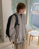 [Unisex] Pemmo Brushed Printing Two-Way Over Hood Zip-Up