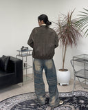 Heads oversized fit leather jacket