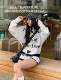 Week Heart Lettering Waffle Sweatshirt