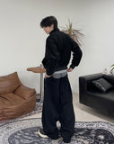 Hide Glossy Pleats Leather Jumper