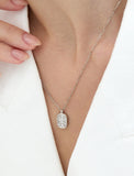 Essence Silver (W) Lab Diamond Double Room Pave Necklace