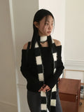 Onk Mohair Stripe Color Matching Long Muffler