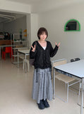 Futero Check Frill Banding Long Skirt