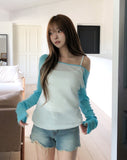 Soft Summer Raglan One-Shoulder Long Sleeve
