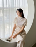 Prina Half Neck Pleated Tee Blouse