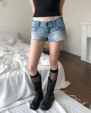 Migo Two-Button Vintage Denim Shorts