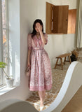 [Belt set] Ejuang Collar Puff Flare One Piece