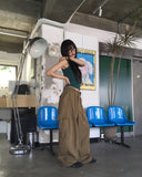 Jeje cargo string two-way wide pants