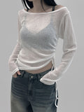 Lencheu See-Through Shirring Knitwear