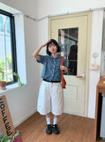 Deduce Snap Button Balloon Bermuda Pants