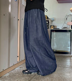 [unisex] Menteki Summer Banding Raw Denim Wide Pants