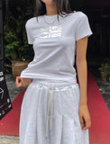 London Silver Print Semi-Crop Short Sleeve