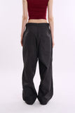 Twill snap wide cotton pants