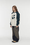 Cat Boucle Embroidered Raglan Sweatshirt