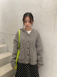 Silten Cable Hooded Wool Knit Cardigan