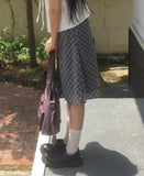 Deti See-through Check Midi Skirt