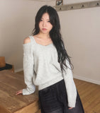 Olber loose fit string off shoulder knit