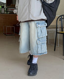 Lilbet denim cargo bermuda pants