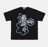Flower spray printing over t-shirt
