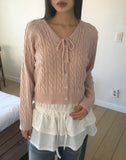Nakul Cable Twist Ribbon Strap Knit Cardigan