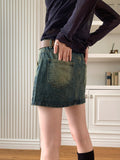 [Belt Set] Konya Y2K Washing Denim Mini Skirt