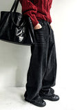 Cut-off wide denim pants