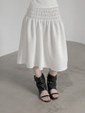 Seersucker smocked midi skirt