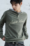 SCRIPT TYPE HENLEY NECK LONG SLEEVE