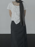 Lear Square Shirring Blouse