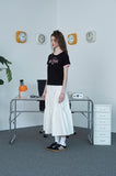 BUTTON CROP Ringer Tee