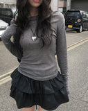 Kibe Ribbon Shirring Wool Tencel T-Shirt