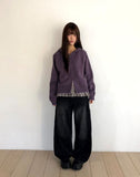 Seoan Stripe Two-Way Knit Hood Zip-Up