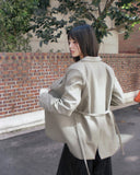 [Belt SET] Vichy Lapel Collar Overfit Blazer Jacket