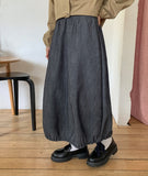 [BAONHAUS] Teensy Ribbon Balloon Denim Long Skirt