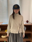 Kanpapo High Neck Wrap Knit Cardigan