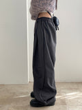Clip string banding pin tuck long wide slacks
