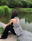 Sov Check Halter Blouse