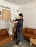 Sarin Check Frill Banding Long Skirt