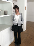 Board Stripe Color Matching Two-Way Hood Zip-Up