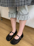 Henil Mesh See-through Tabi Mary Jane Flat Shoes