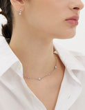 Essence Silver (W) Moissanite Flower Station Necklace