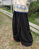 Yutini banding snap button fleece wide pants