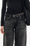 Falling low rise wide denim pants