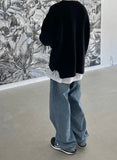 Round Slit Zipper Balloon Acrylic Knitwear