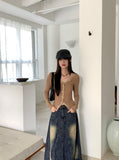 Romine lace color matching ribbed long sleeve cardigan