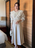 Layview see-through embroidered big collar blouse (Sleeveless set)