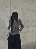 Ribbed Muffler U Neck Tee